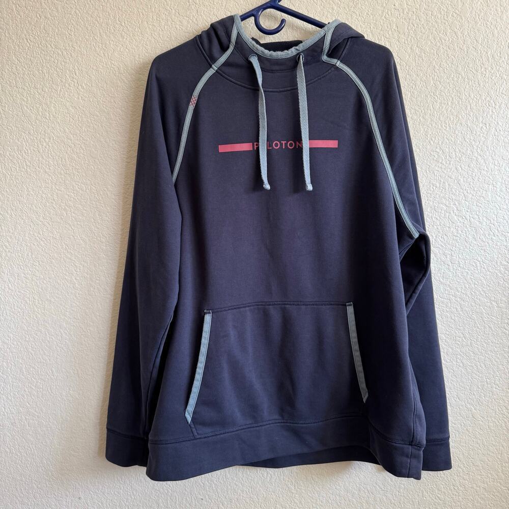 Rhone x Peloton Spellout Logo Cycling Pullover Athletic Hoodie Navy Blue Men XL